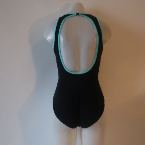 Womens Pilpel Black Aqua Blue 2-Pc Swim Cover-Up Skirt One Piece Swimsuit 12 * - Picture 7 of 9
